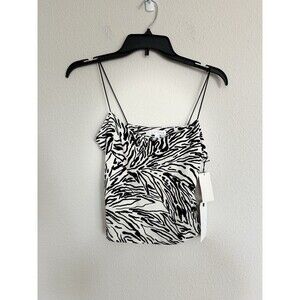 NWT Leith Zebra Animal Print Crop Cami Tank Size Small Retro City Top Going Out